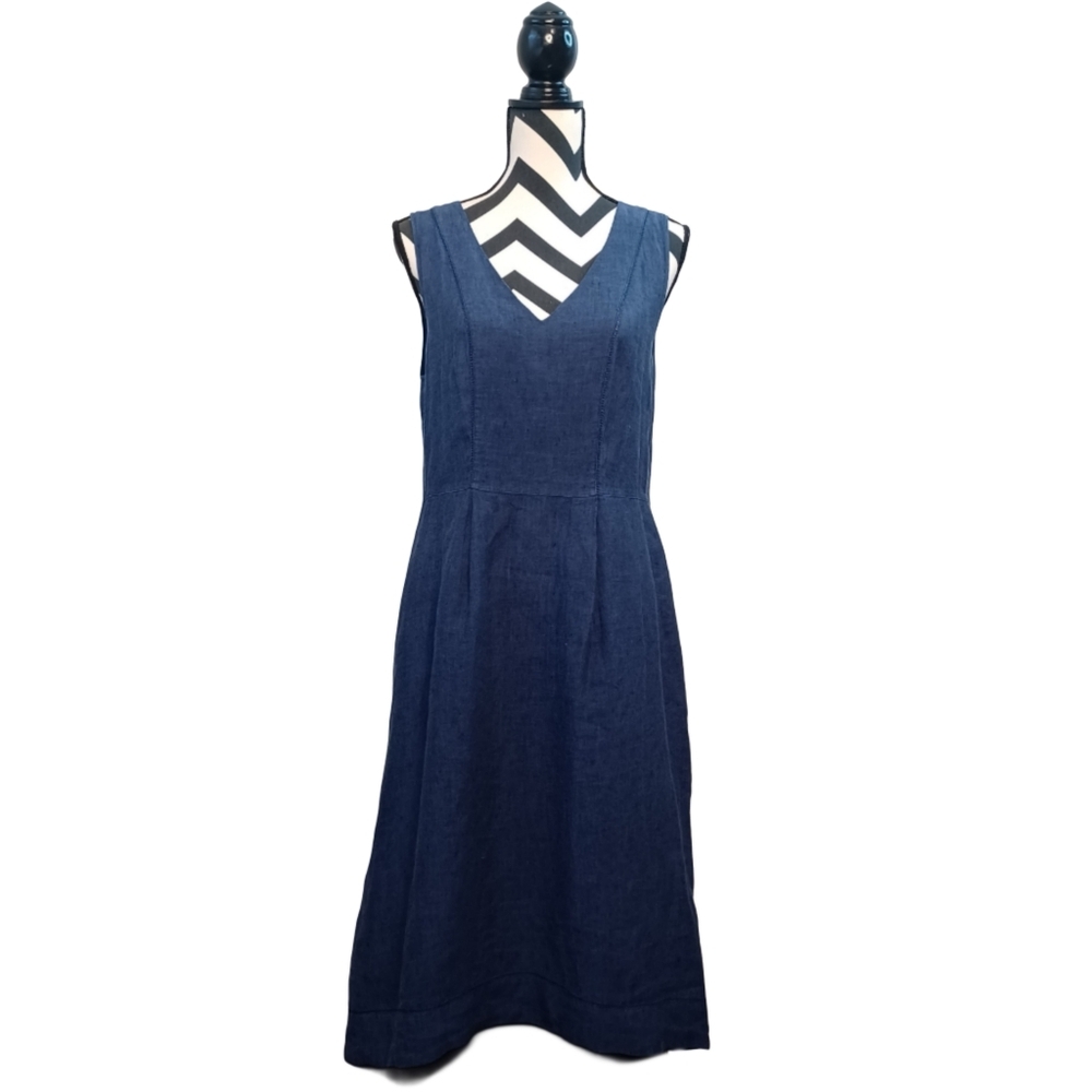 Linen made in italy Blue Midi Dress
